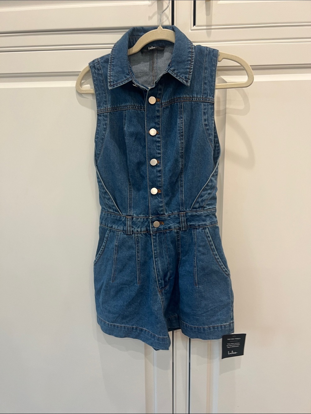 Lulu's Blue Sleeveless Denim Romper